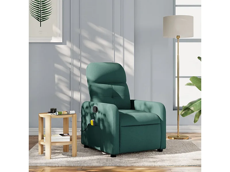 Sillón de masaje reclinable de tela verde oscuro YOE50720