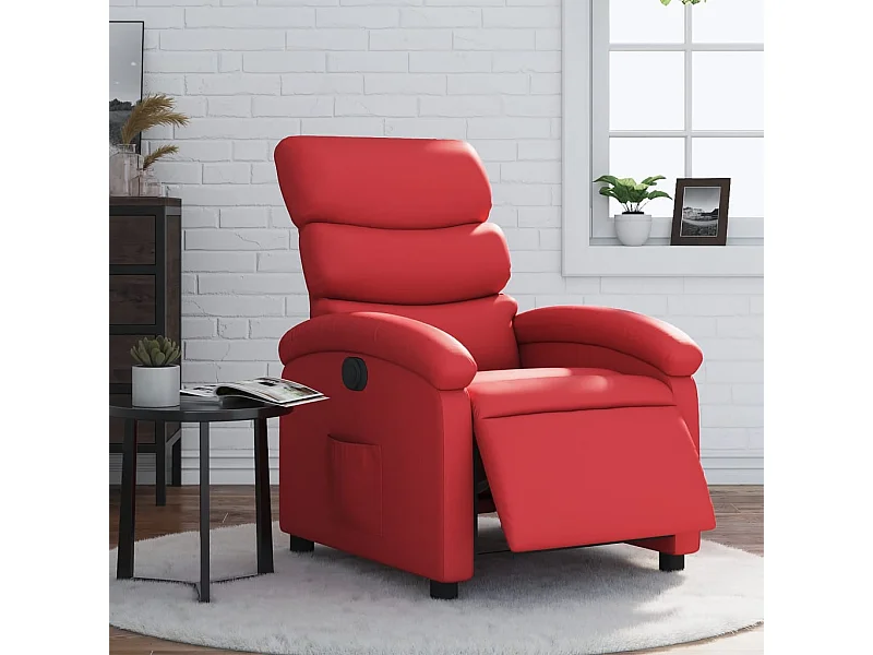 Sillón reclinable eléctrico de cuero sintético rojo YOE39444