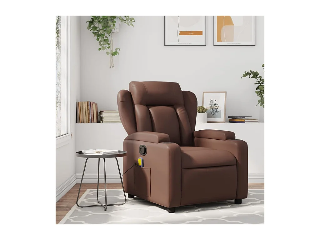 Fauteuil de massage inclinable Marron Similicuir REO54884