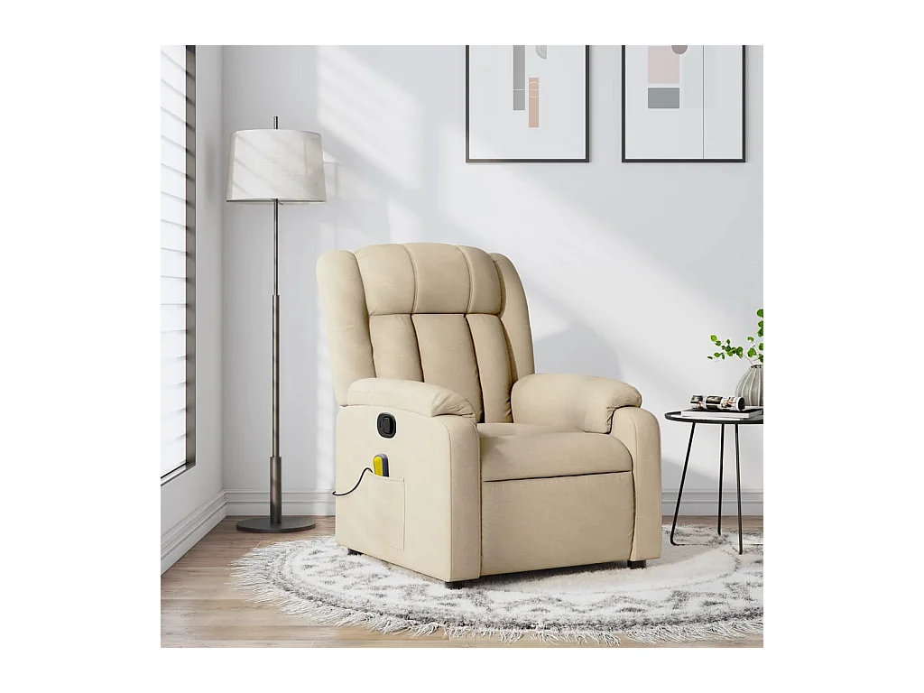 Sillón de masaje reclinable de tela crema YOE39381