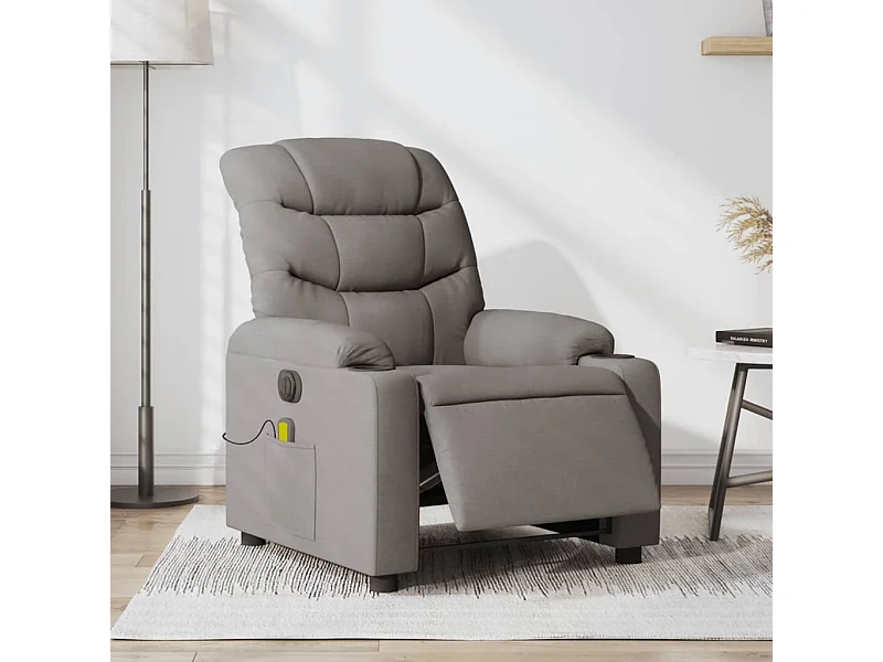Fauteuil de massage inclinable électrique Taupe Tissu REO37905