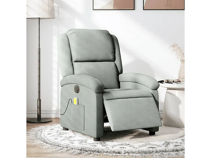 Sillón reclinable de masaje eléctrico terciopelo gris claro YOE37945