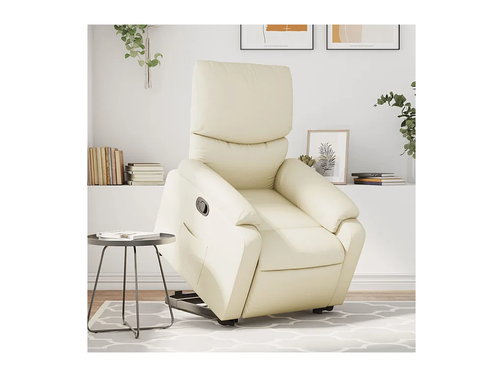 Fauteuil inclinable de massage Crème Similicuir REO76426
