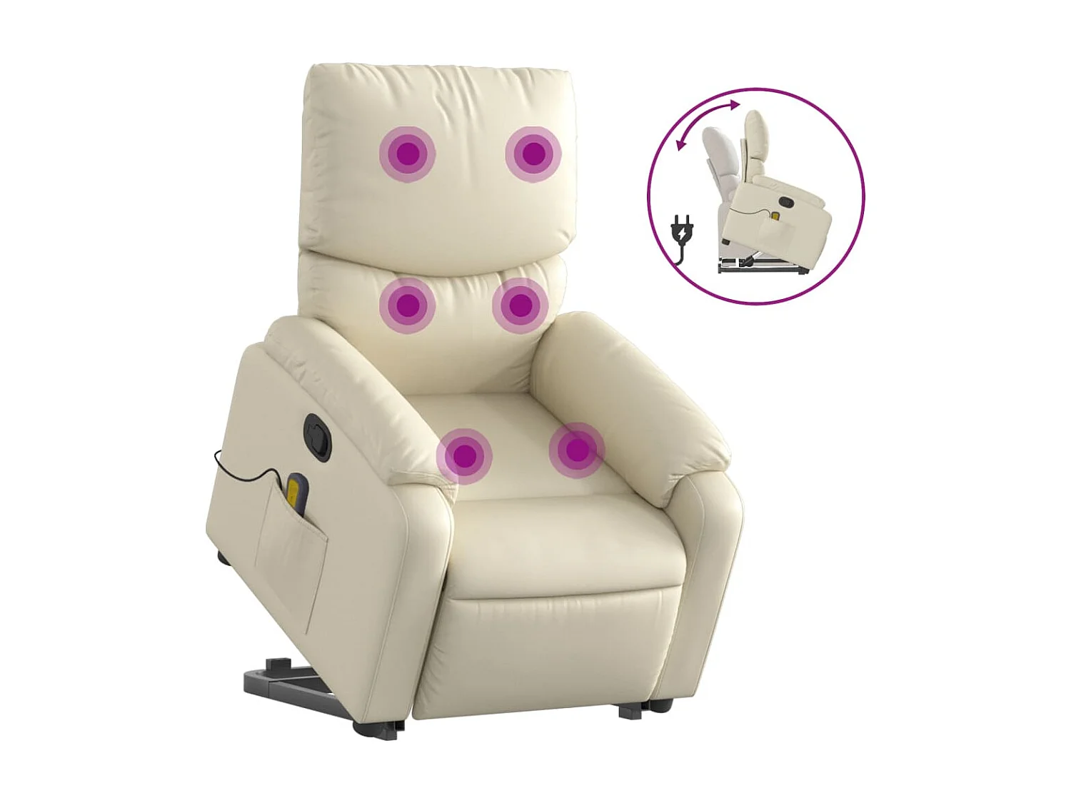 Fauteuil inclinable de massage Crème Similicuir REO76426
