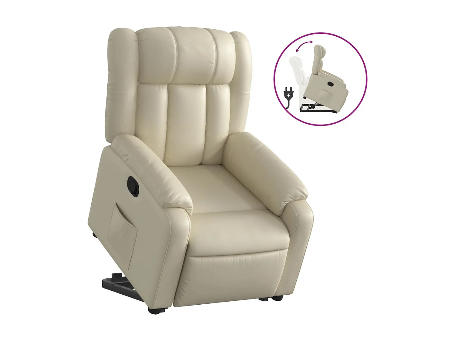 Sillón reclinable elevable cuero artificial color crema YOE61596