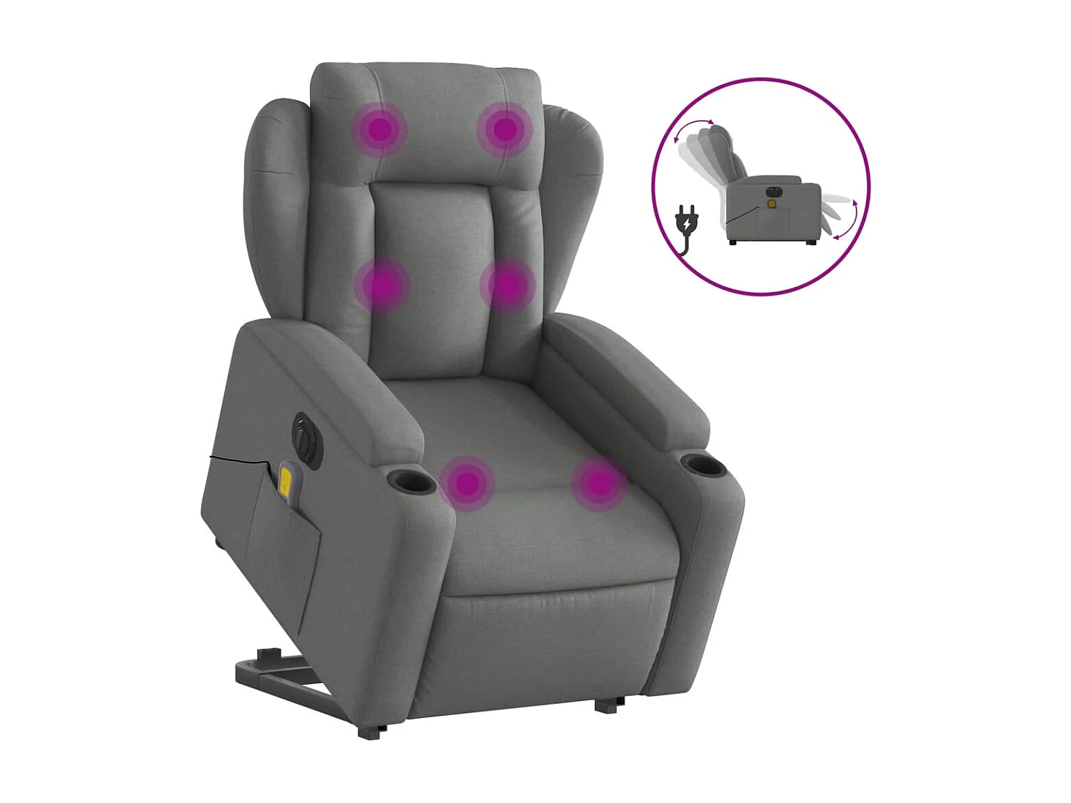 Fauteuil inclinable de massage électrique Gris foncé Tissu REO89277