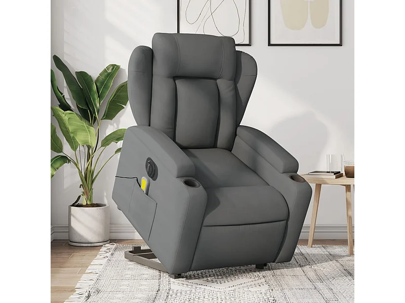 Fauteuil inclinable de massage électrique Gris foncé Tissu REO89277