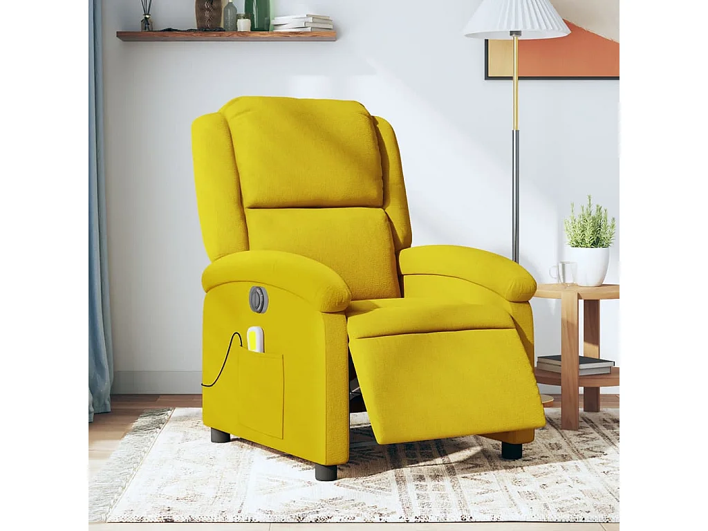 Sillón reclinable de masaje eléctrico terciopelo amarillo YOE66831