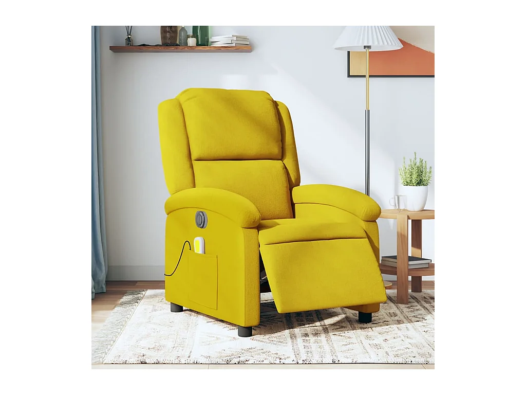 Fauteuil inclinable de massage électrique jaune velours REO34035