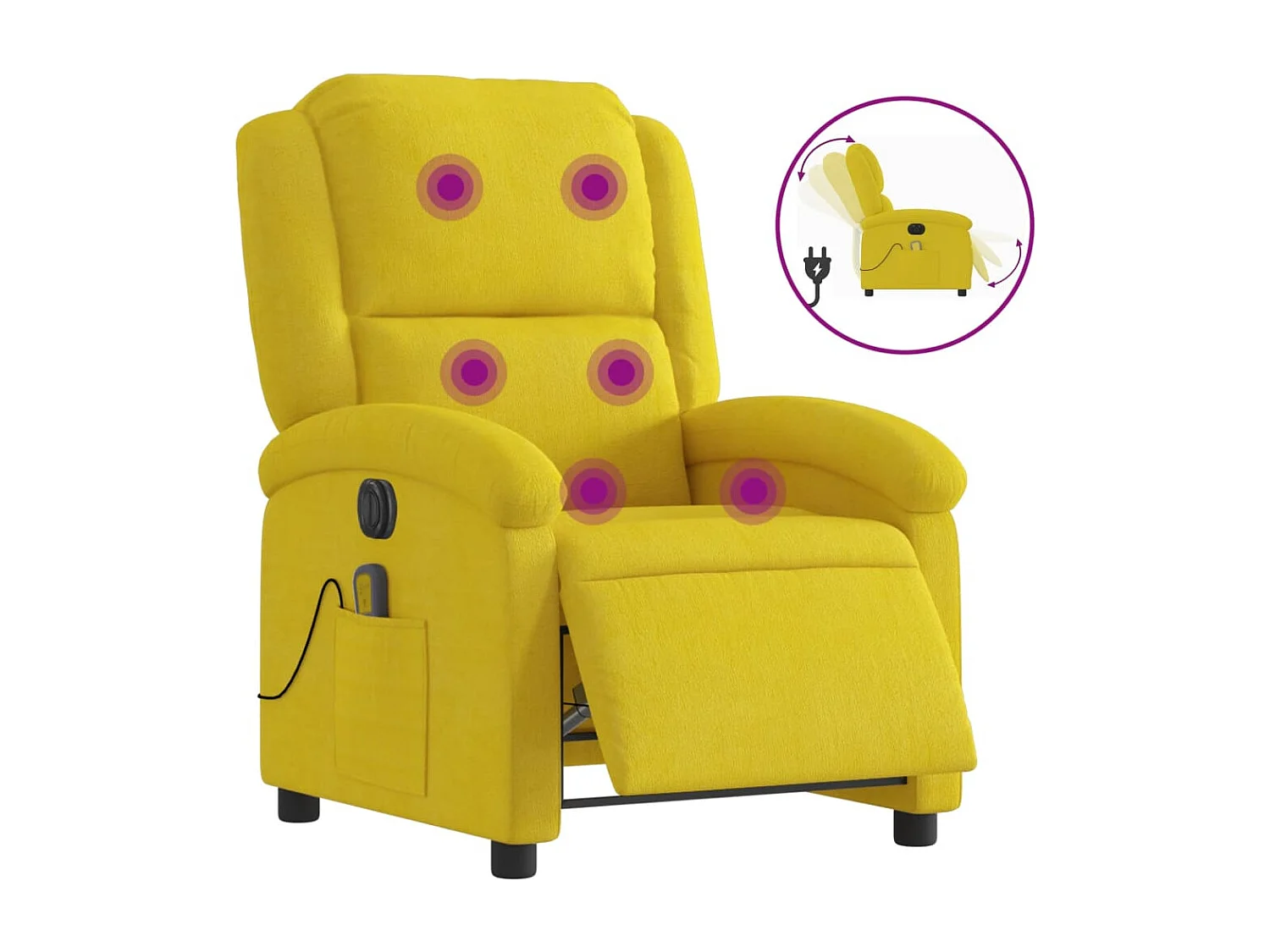 Sillón reclinable de masaje eléctrico terciopelo amarillo YOE66831