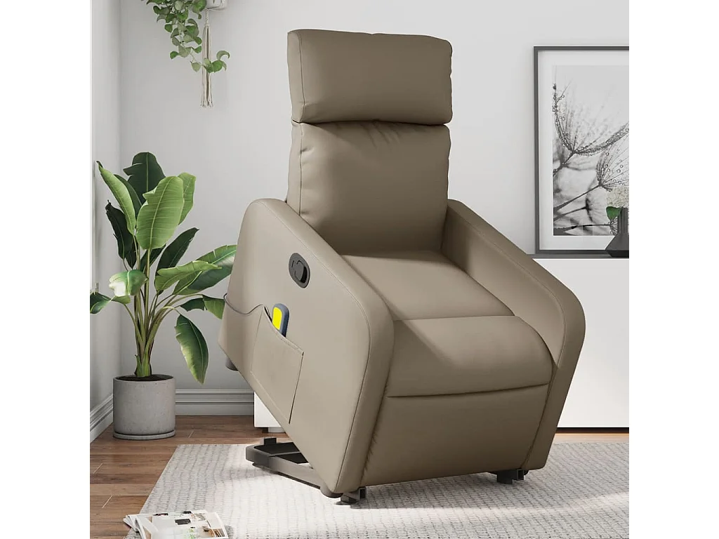 Fauteuil inclinable de massage Cappuccino Similicuir REO40551