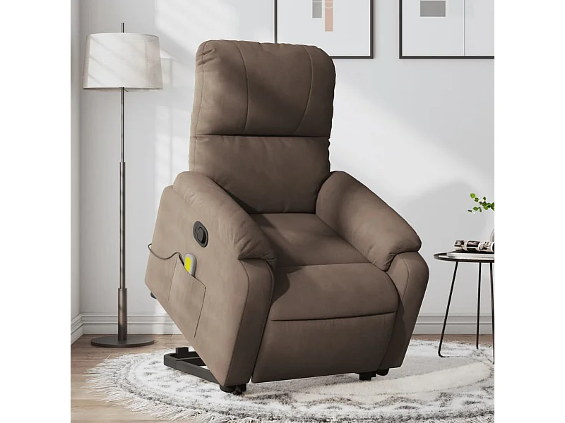 Fauteuil inclinable de massage marron tissu microfibre REO30482