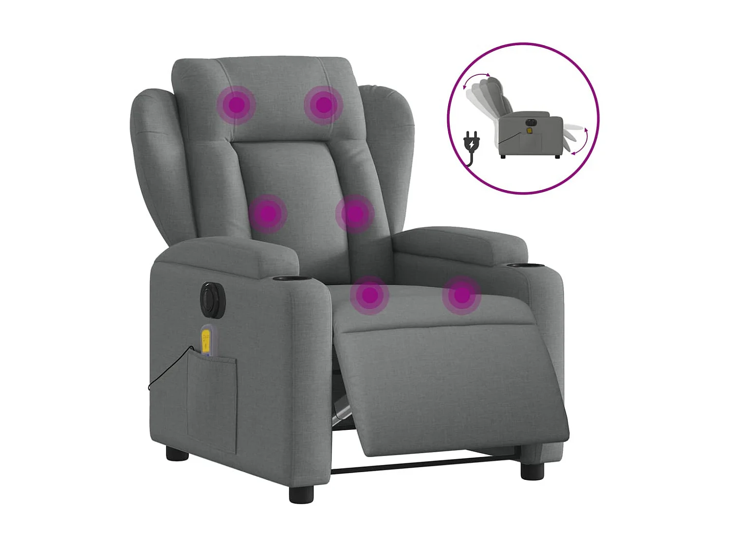 Sillón reclinable de masaje eléctrico tela gris oscuro YOE34073