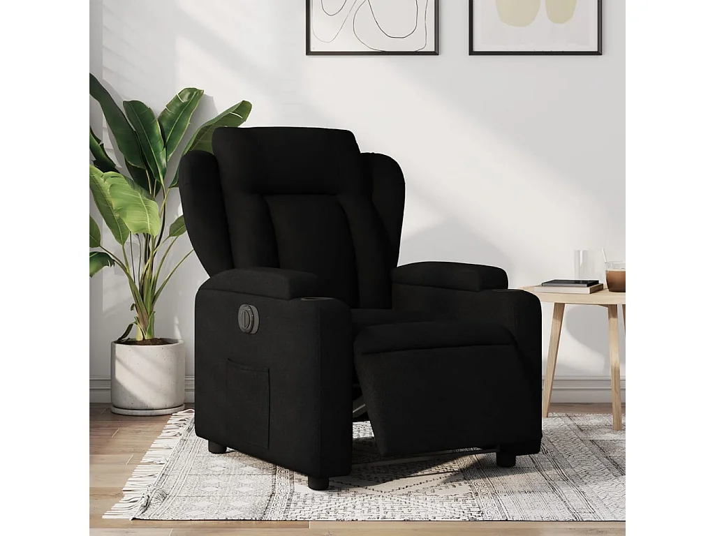 Fauteuil inclinable électrique Noir Tissu REO81831