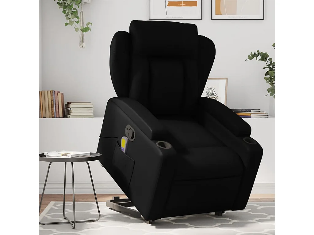 Sillón reclinable de masaje de pie cuero artificial negro YOE13553