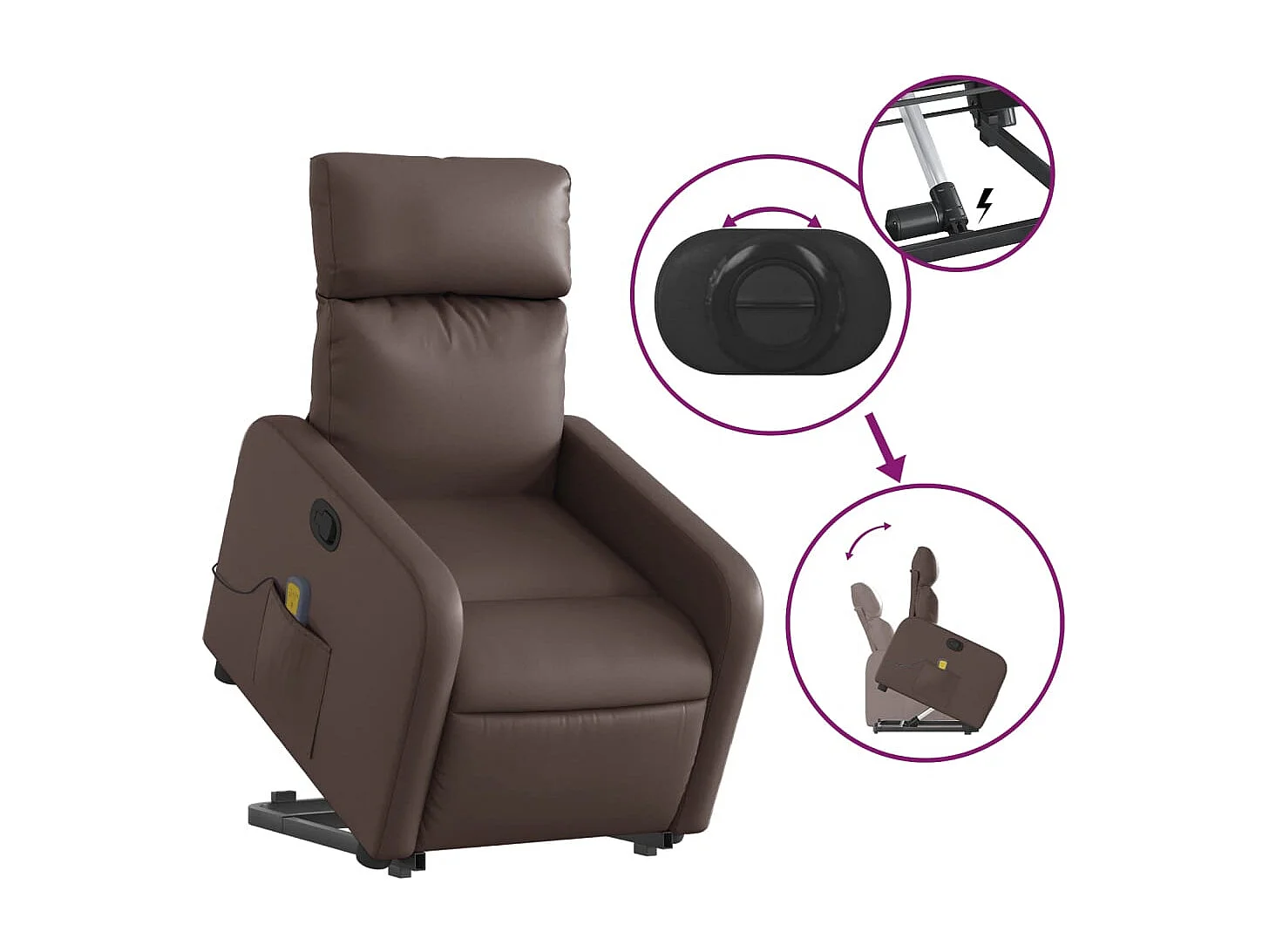 Fauteuil inclinable de massage Marron Similicuir REO76873