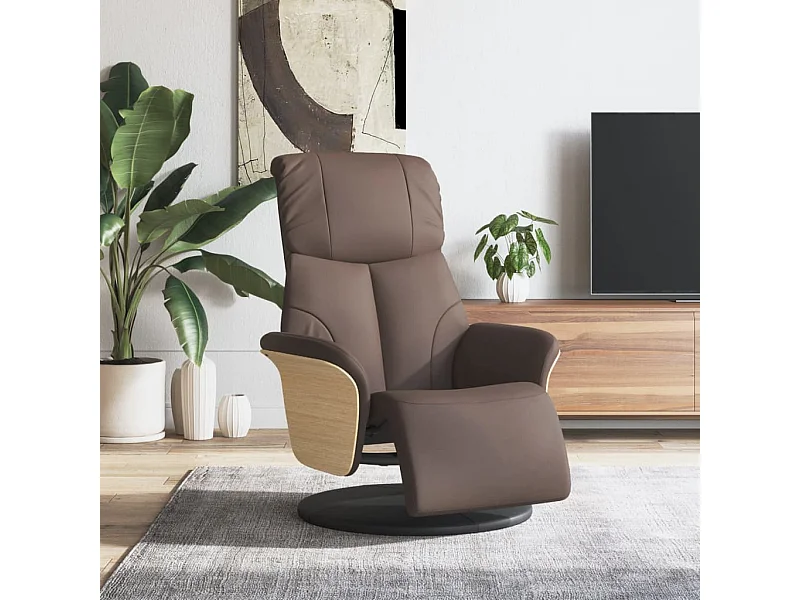 Fauteuil inclinable avec repose-pieds marron similicuir REO81429