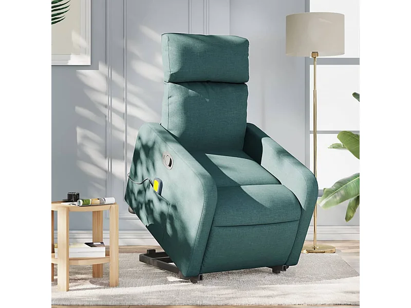 Fauteuil inclinable de massage Vert foncé Tissu REO87397