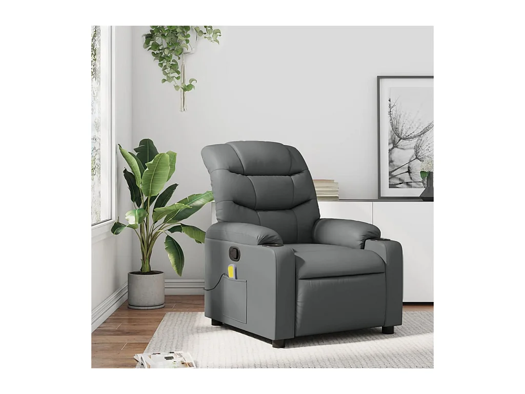 Fauteuil de massage inclinable Gris Similicuir REO76908