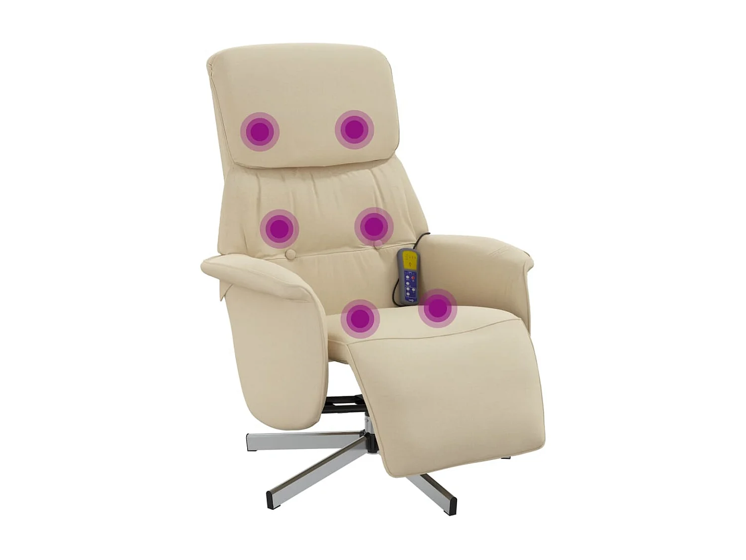 Sillón reclinable de masaje con reposapiés tela color crema YOE53206