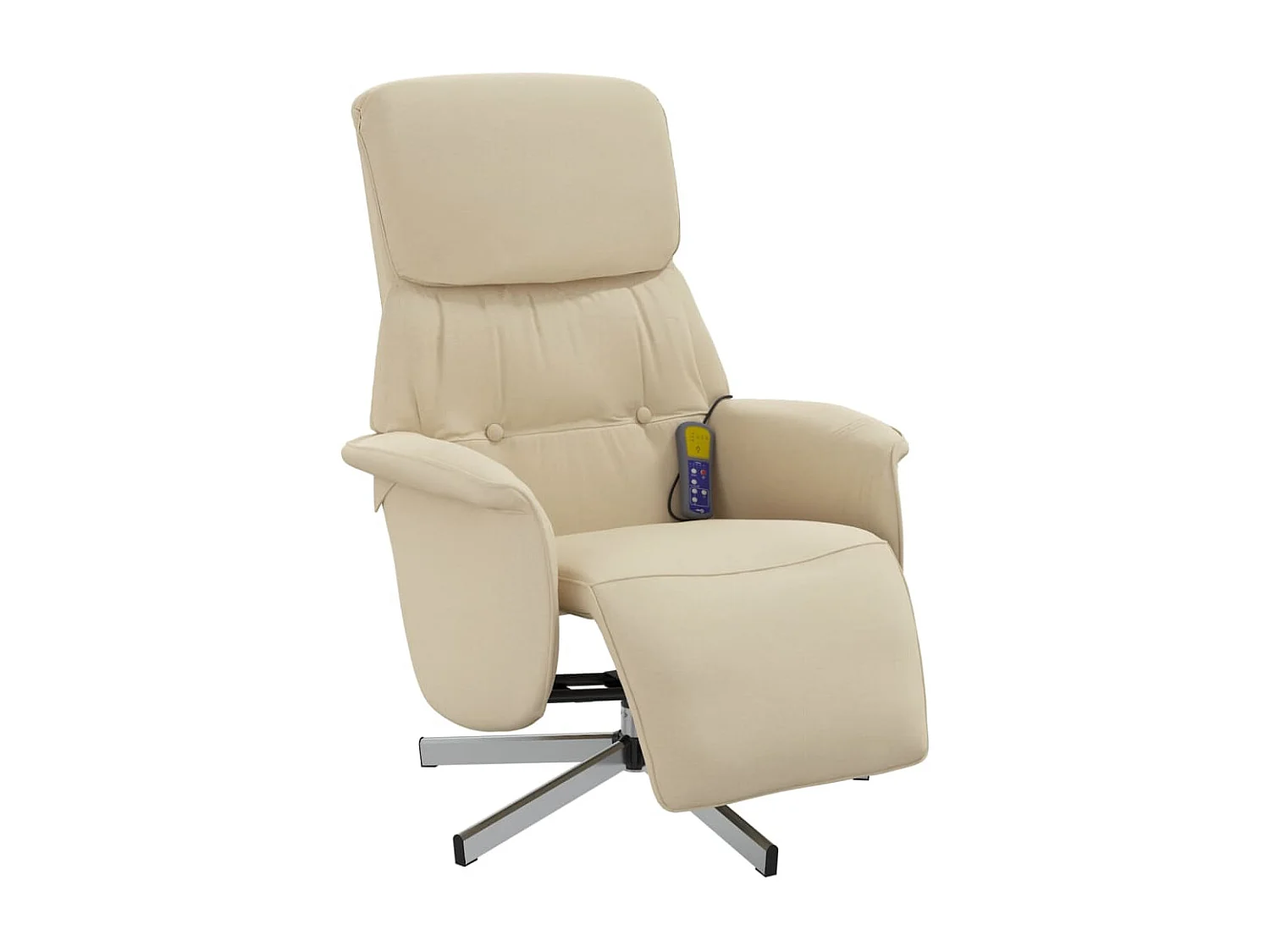 Sillón reclinable de masaje con reposapiés tela color crema YOE53206