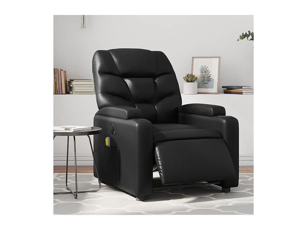 Fauteuil de massage inclinable électrique noir similicuir REO91911