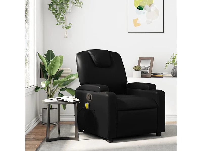 Fauteuil de massage inclinable Noir Similicuir REO46925