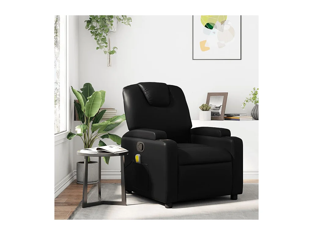 Fauteuil de massage inclinable Noir Similicuir REO46925