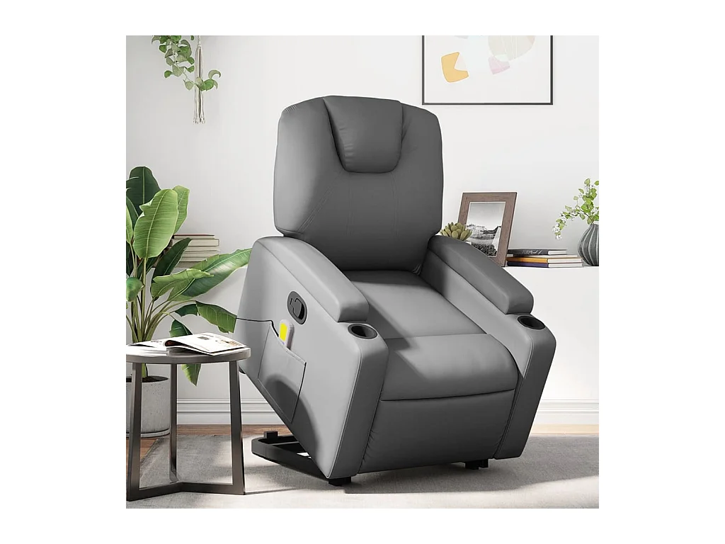 Fauteuil inclinable de massage Gris Similicuir REO34293