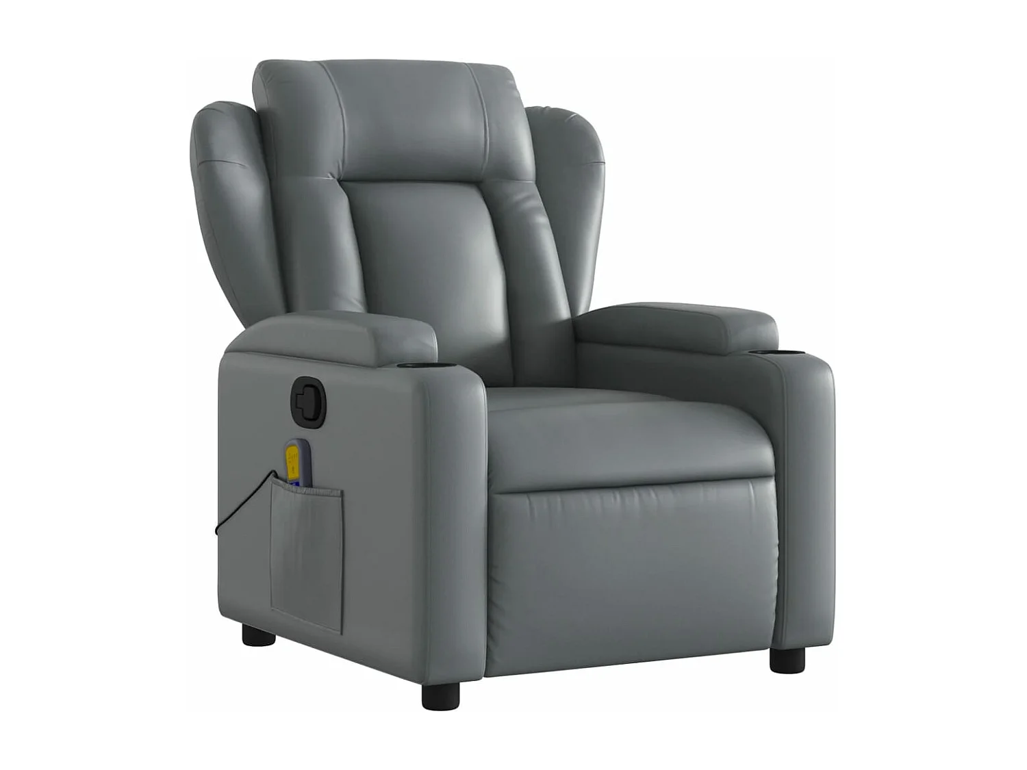 Sillón de masaje reclinable cuero sintético gris YOE87110