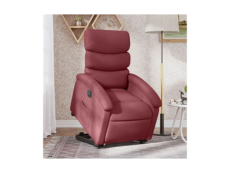 Sillón eléctrico reclinable elevable de tela rojo tinto ES633245