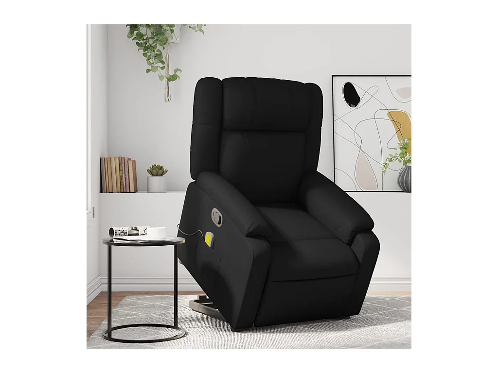 Fauteuil inclinable de massage Noir Similicuir REO32681