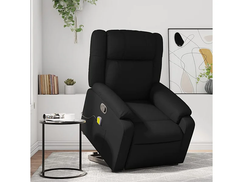 Fauteuil inclinable de massage Noir Similicuir REO32681