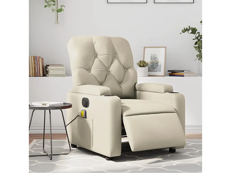 Fauteuil de massage inclinable électrique crème similicuir REO44103