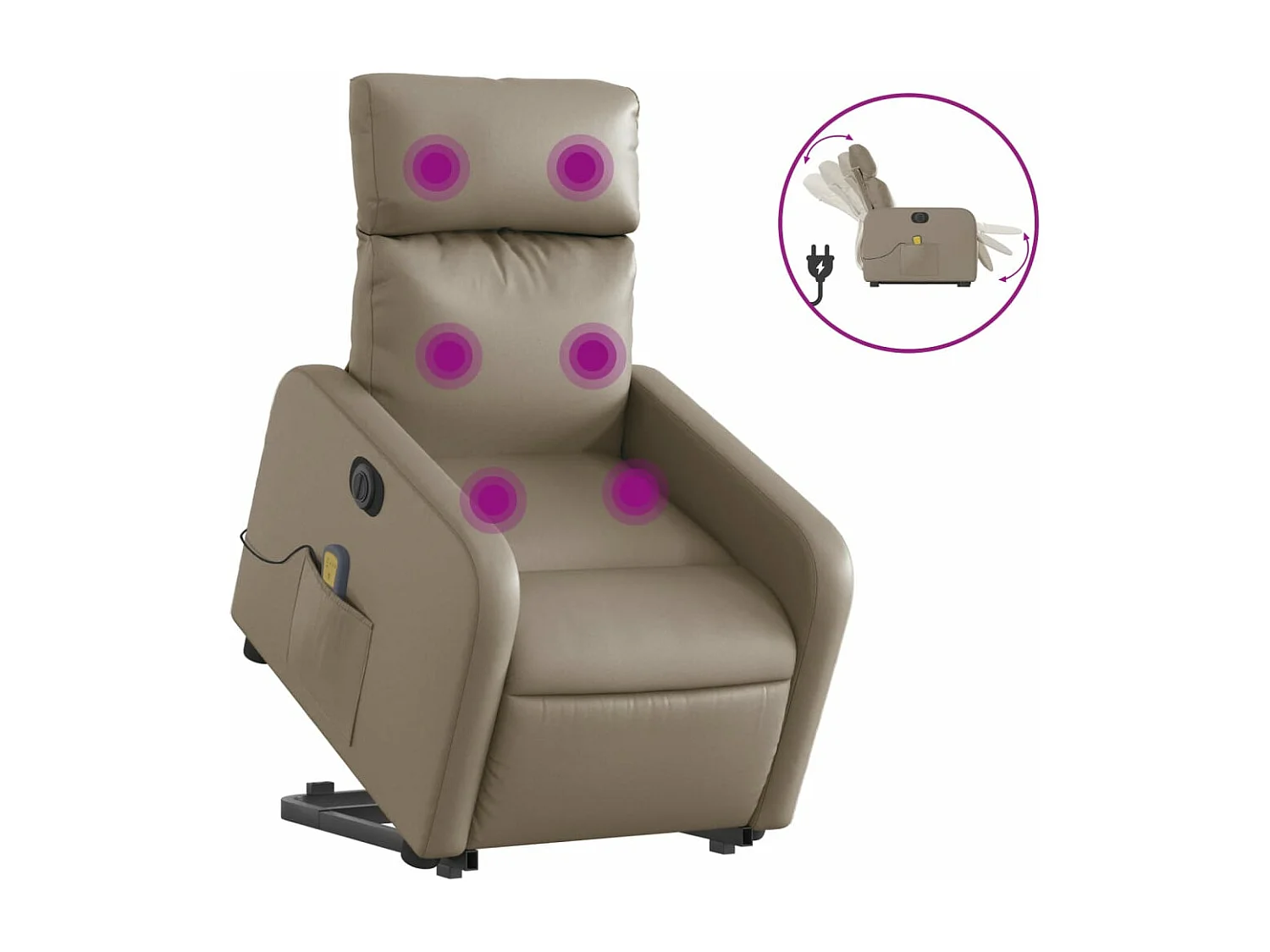 Sillón reclinable de masaje eléctrico cuero sintético capuchino YOE14362