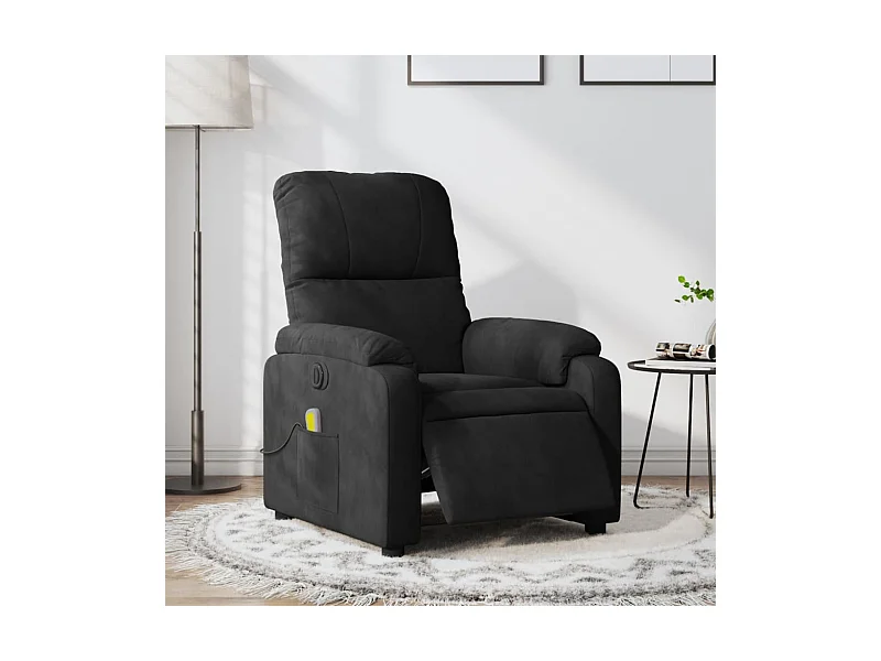Sillón reclinable de masaje eléctrico tela de microfibra negro YOE79815