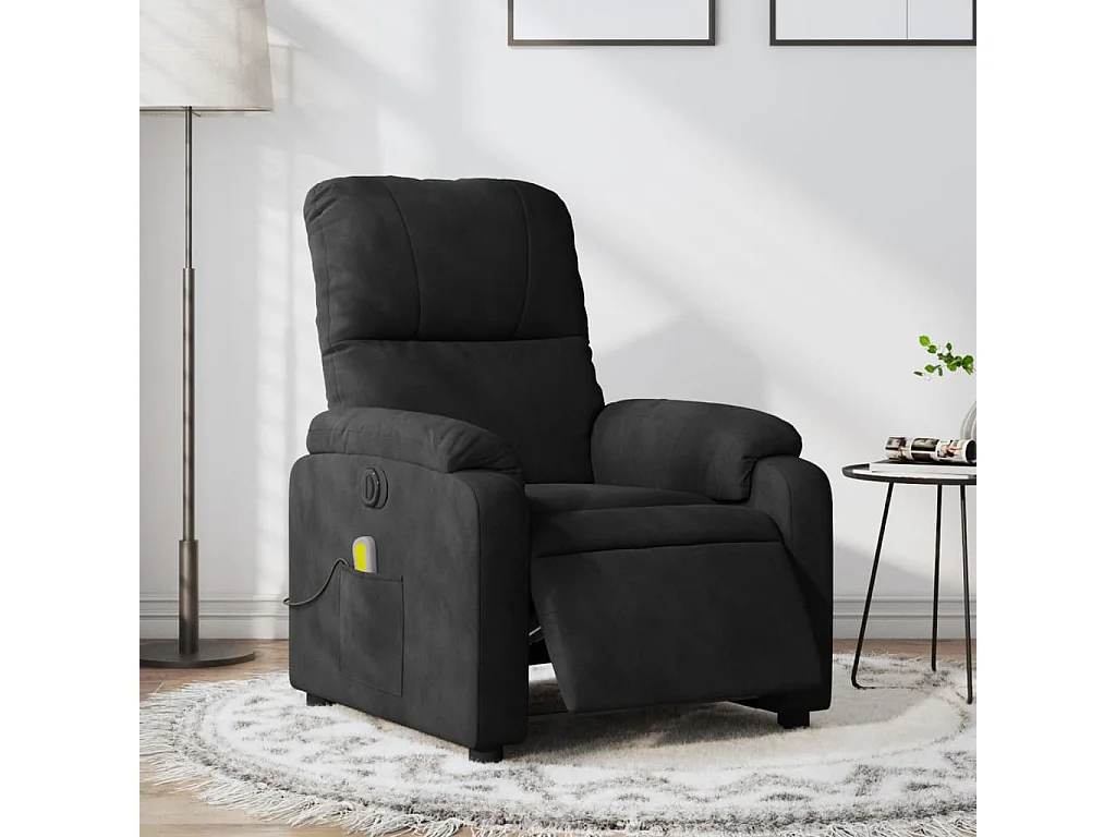 Sillón reclinable de masaje eléctrico tela de microfibra negro YOE79815