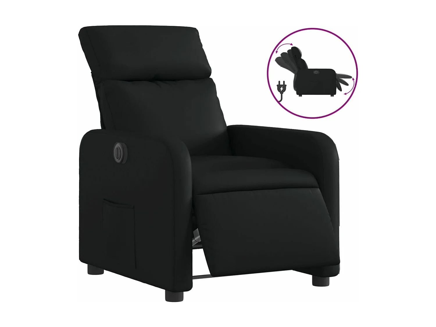 Fauteuil inclinable électrique Noir Similicuir REO69155