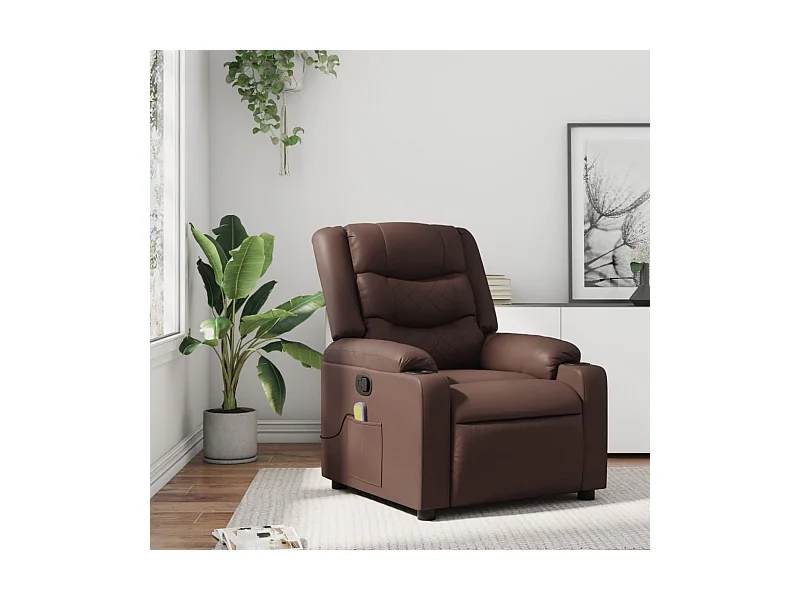 Fauteuil de massage inclinable Marron Similicuir REO60162