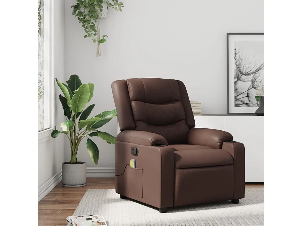 Fauteuil de massage inclinable Marron Similicuir REO60162