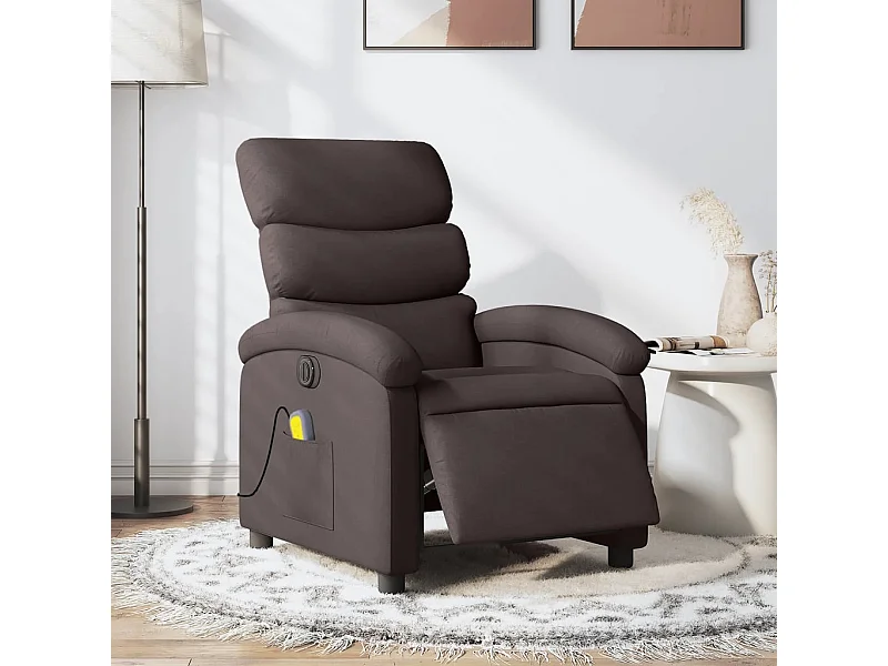 Sillón reclinable de masaje eléctrico tela marrón oscuro YOE95125