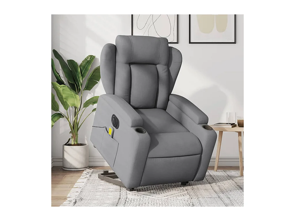 Fauteuil inclinable de massage électrique Gris clair Tissu REO51863