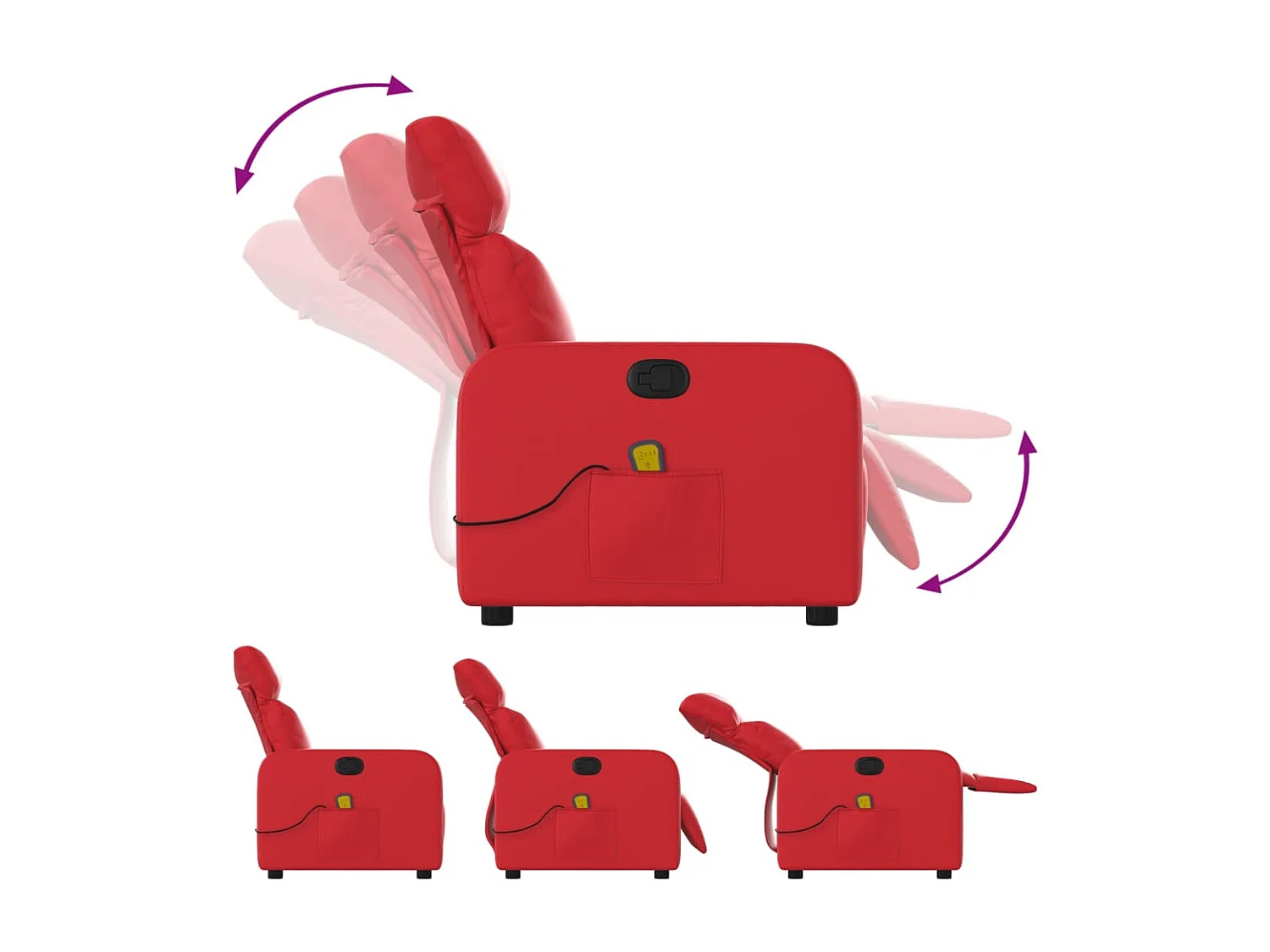 Fauteuil de massage inclinable rouge similicuir REO63973