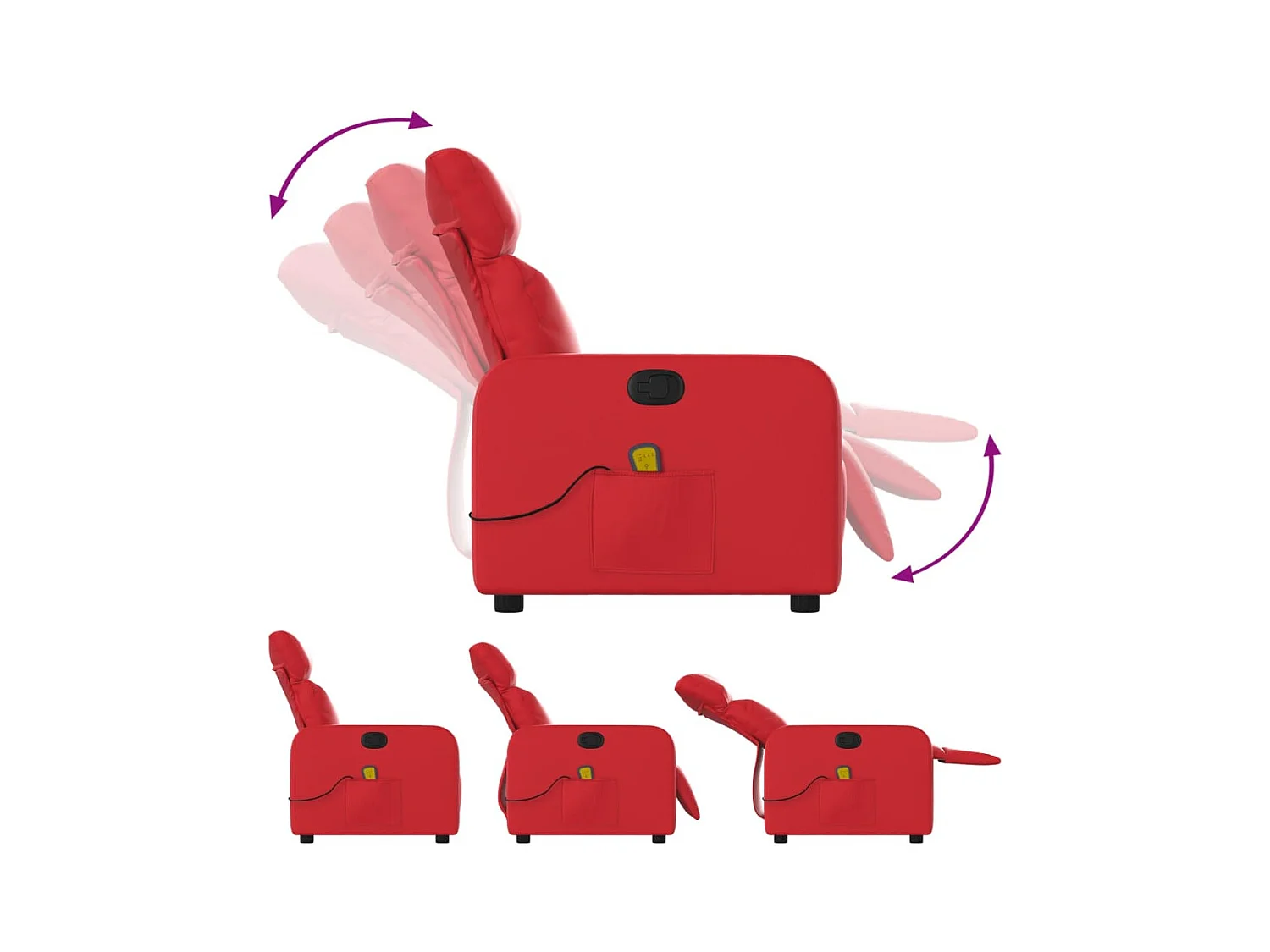Fauteuil de massage inclinable rouge similicuir REO63973