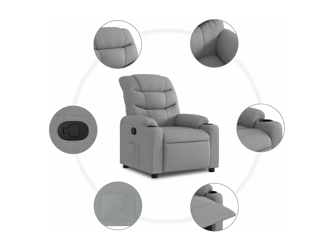 Fauteuil inclinable Gris clair Tissu REO99328