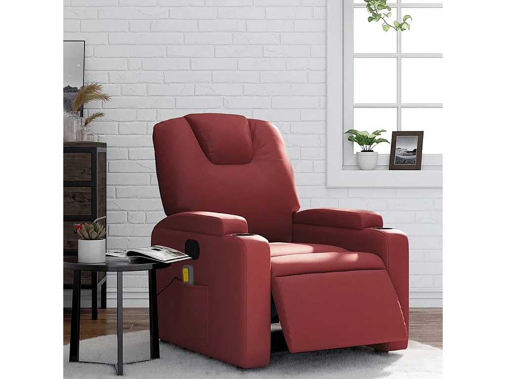 Fauteuil de massage inclinable électrique rouge bordeaux REO16435