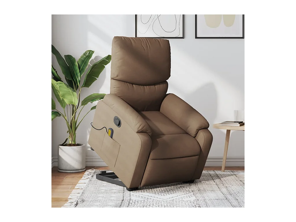 Fauteuil de massage inclinable Marron Tissu REO69819