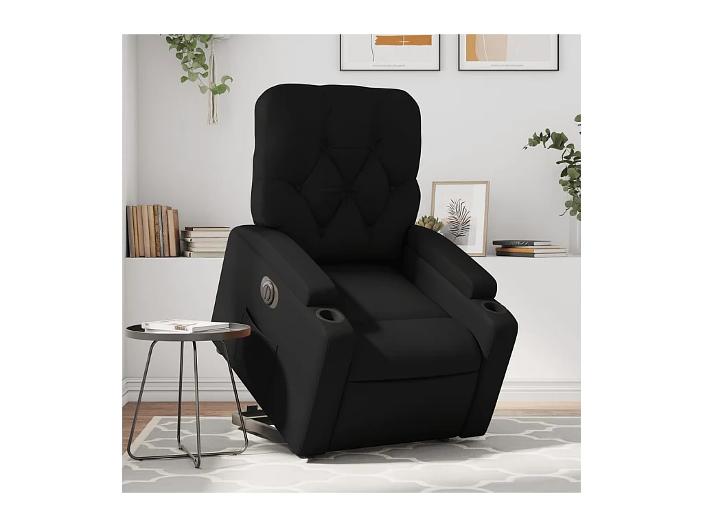 Fauteuil inclinable électrique noir similicuir REO39058