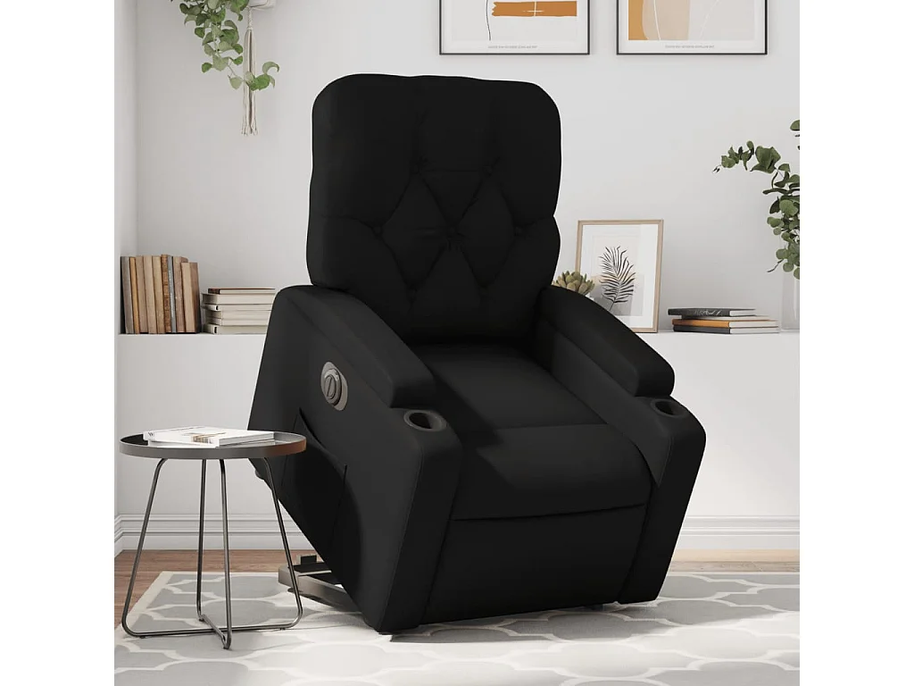 Fauteuil inclinable électrique noir similicuir REO39058