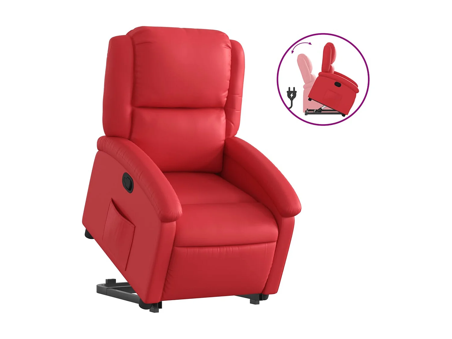 Sillón reclinable elevable cuero artificial rojo YOE77628